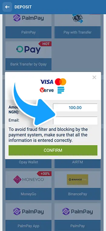 Steps 5-7: Input amount, fill fields, confirm payment