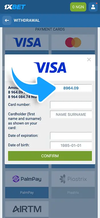 Steps 6-8: Enter amount, input details, confirm transaction