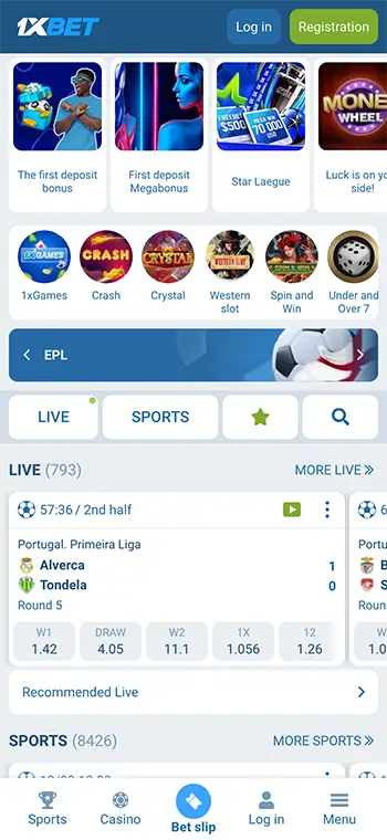1xBet registration step 1: Visit website or download app